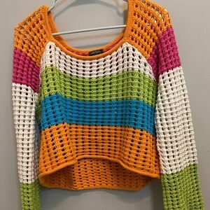 Cropped colorful women’s sweater or cover-up